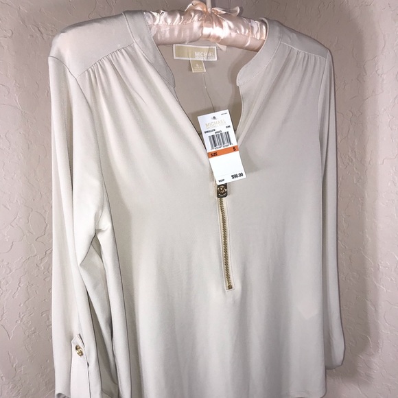 Michael Kors Tops - Michael Kors zipper-down blouse, dune. NWT, S
